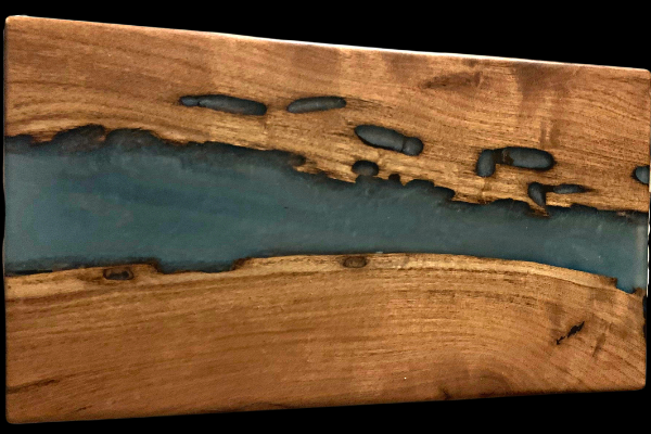 wood charcuterie board with turquoise 3